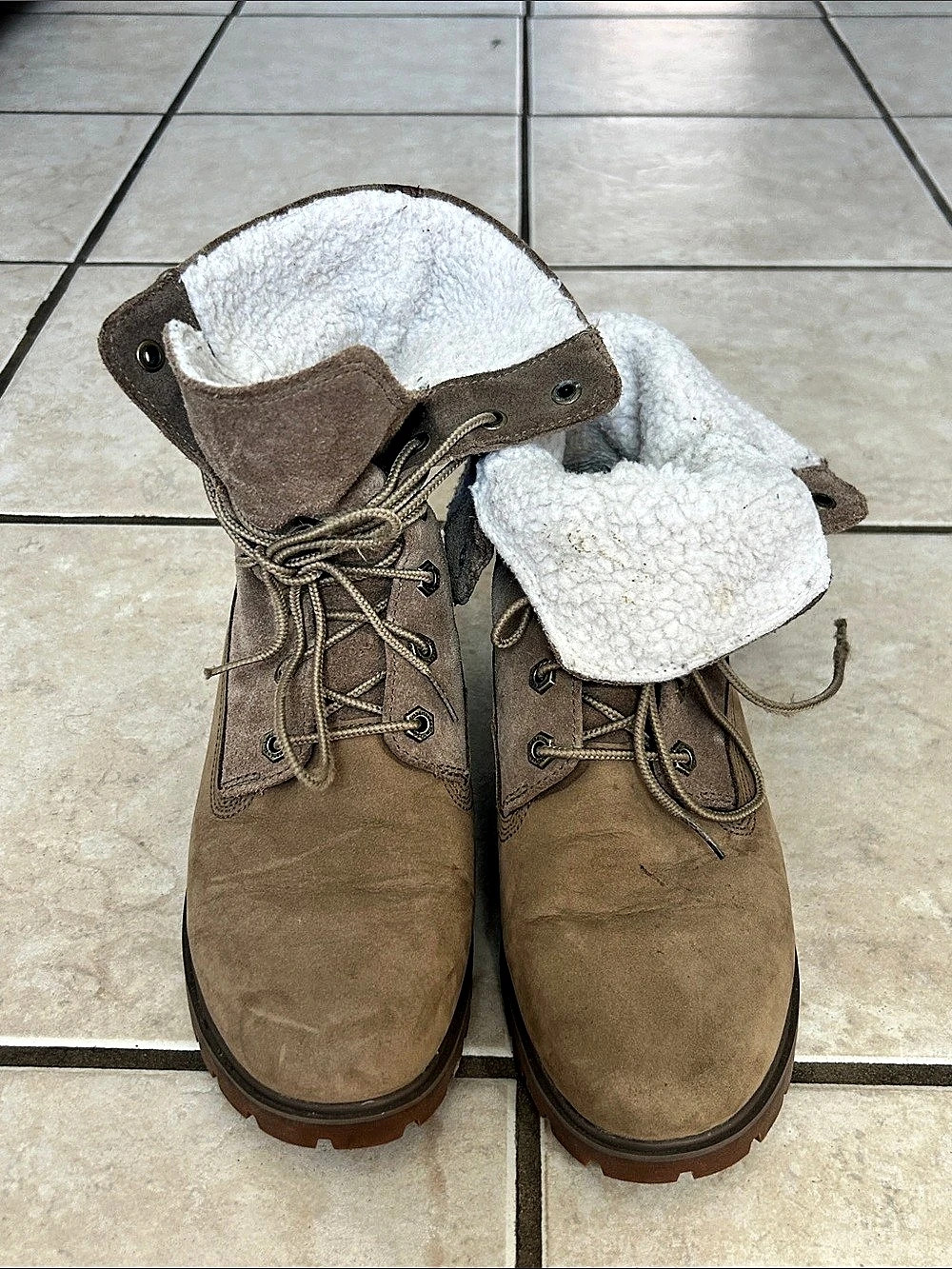 Timberland Women's Authentics Roll-Top Boot US 8 Brown & White